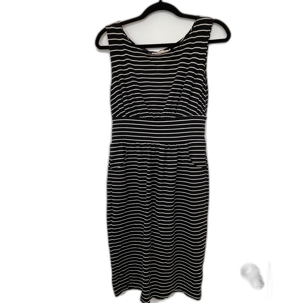 Fighting Eel White and Black Striped Dress with Pockets Size SMALL